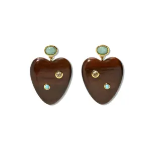 LIZZIE FORTUNATO - TAMARIND HEART EARRINGS - Görsel 2